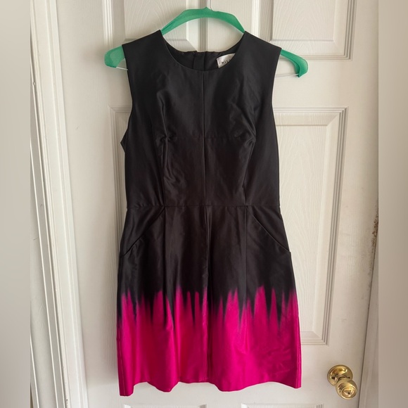 Milly Coco Dress, Black, Pink, Exposed Zipper, Pockets, Sleeveless, 8, Worn Once - Picture 1 of 7
